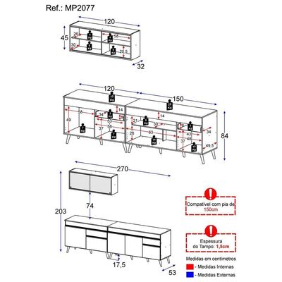 Cozinha Compacta Veneza Gb Mp2077 Com Armário E Balcão Preta