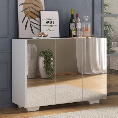 Aparador 3 Portas Com Espelho Mp1014 Branco