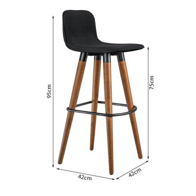 Kit 3 Banquetas Altas Luxo Linea Aço Preto Linho Preto Preto