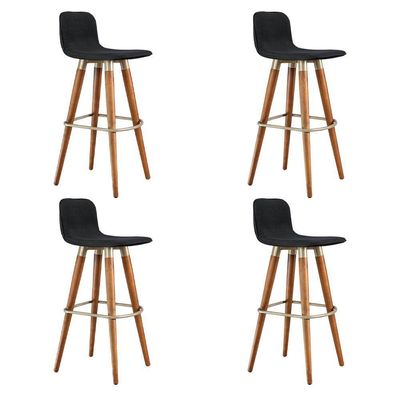 Kit 4 Banquetas Altas Luxo Preto Preto