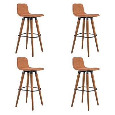 Kit 4 Banquetas Altas Luxo Aço Preto Terracota Preto