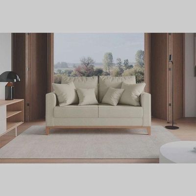Sofá 2 Lugares Benny Base Pés Madeira Em Linho Cotton