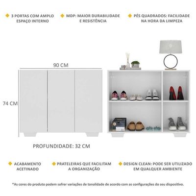 Sapateira 3 Portas Nina Mp6019 Branca