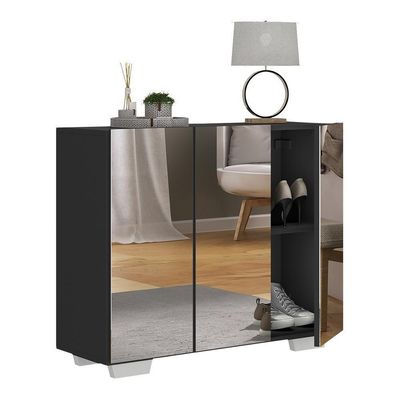 Sapateira Com Espelho 3 Portas Nina Mp6023 Preta Branca
