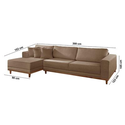 Sofá Cronos 03 Metros Chaise Lado Esquerdo Meu Sofá Online B016 Veludo Marrom