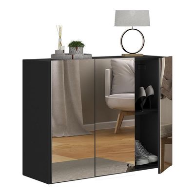 Sapateira 3 Portas Com Espelho Suspensa Nina Mp6021 Preta