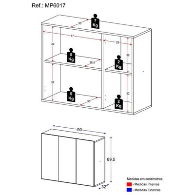 Sapateira 3 Portas Suspensa Nina Mp6017 Preta