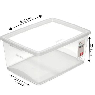 3 Caixas Plásticas Cesto Organizador com Tampa 30L Brinquedos Closet Incolor