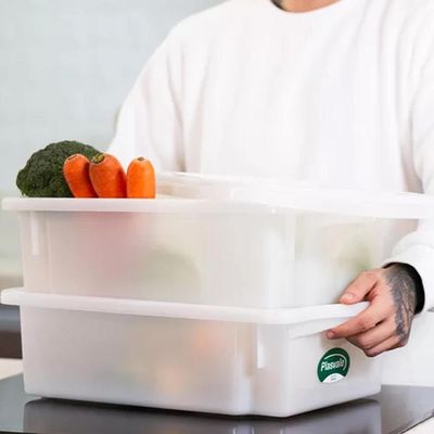 Kit 10 Caixas Plástica Restaurante Geladeira Legumes Verduras 4,2L Tampa Ventilável Organizadora