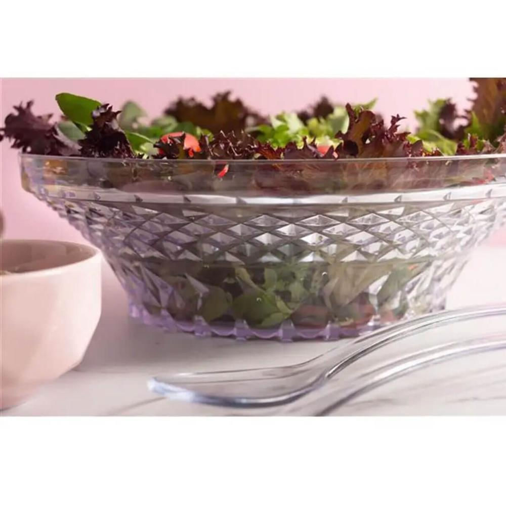 Saladeira Tigela Redonda 3,3L Glassy Crippa Transparente Plástica Salada Pipoca Sobremesa