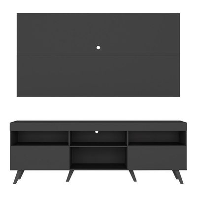 Rack C/ Painel Tv 65" Retrô Holanda Br3133 Preto