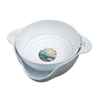 Escorredor de Alimentos Inteligente Massa Legumes Lavador de Arroz 2L Plástico Plasvale Branco