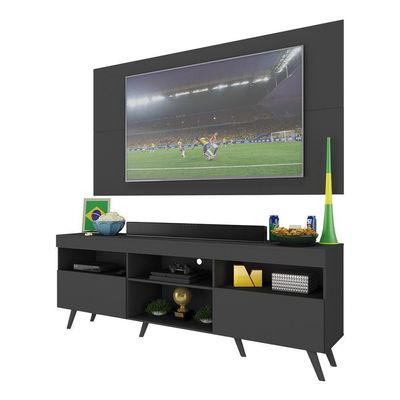 Rack C/ Painel Tv 65" Retrô Holanda Br3133 Preto