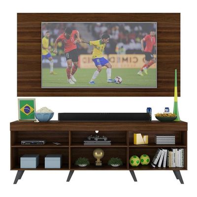 Rack C/ Painel Tv 65" Retrô Holanda Br3133 Duna Preto