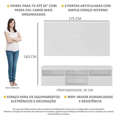 Rack Com Painel Tv 65" Holanda Br3059 Branco