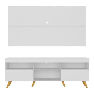 Rack C/ Painel Tv 65" Retrô Holanda Br3133 Branco Natural