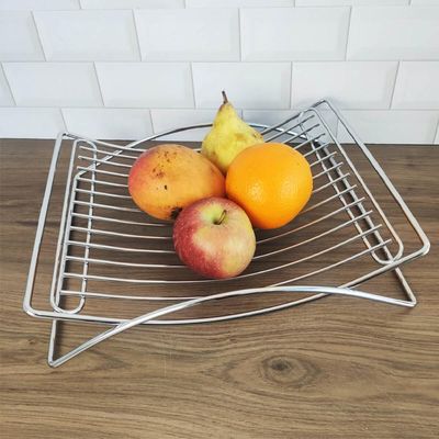 Fruteira Retangular De Mesa Revisteira De Aramado Cromado Diana Schmitt