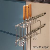 Suporte Porta Espetos de Embutir na Lateral do Móvel com 3 Ganchos Masutti Copat em Aço Inox