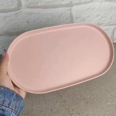 Kit 15 Travessa Oval Bambu Plástico 30x17cm Prato Servir Pet