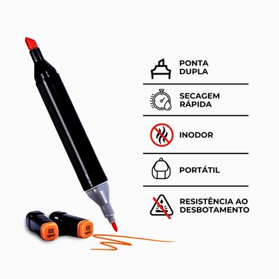 Conjunto De Canetas Marcador Permanente Ponta Dupla 80 Cores - Cores Vibrantes, Estojo e Tinta à Base de Água