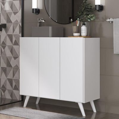 Gabinete Banheiro 3 Portas Retrô 90cm Mp5030 Branco