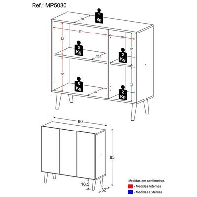 Gabinete Banheiro 3 Portas Retrô 90cm Mp5030 Branco