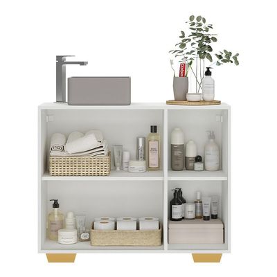 Gabinete Banheiro 3 Portas 90cm Mp5031 Branco Natural