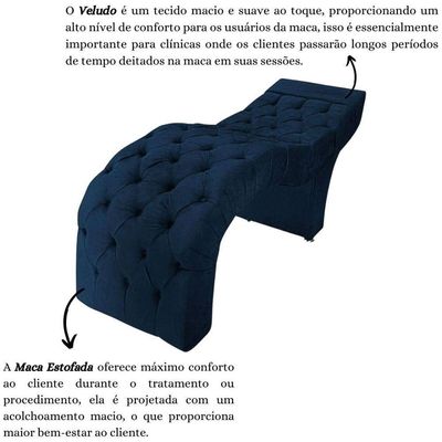 Maca Estofada Estética Cílios Salão Spa Veludo Olivia Cor:azul Marinho