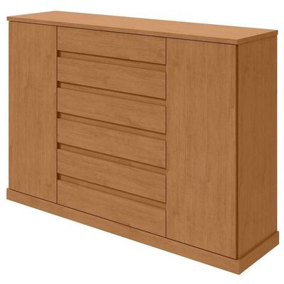 Comoda Sapateira Vedra 7 Gavetas 2 Portas - Lopas Amendoa Clean.