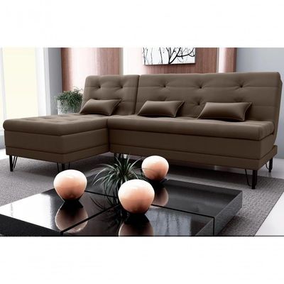 Sofá Cama Com Chaise 3 Lugares 2,00 Mts Nice Matrix Marrom