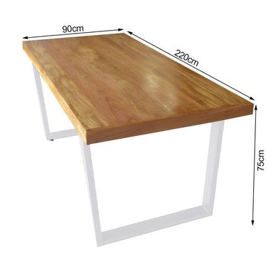 Mesa Industrial Lanna Madeira Maciça C- Ferragem Branca 2,20m Marrom