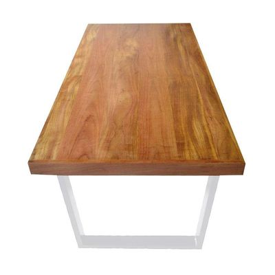 Mesa Industrial Lanna Madeira Maciça C- Ferragem Branca 2,20m Marrom