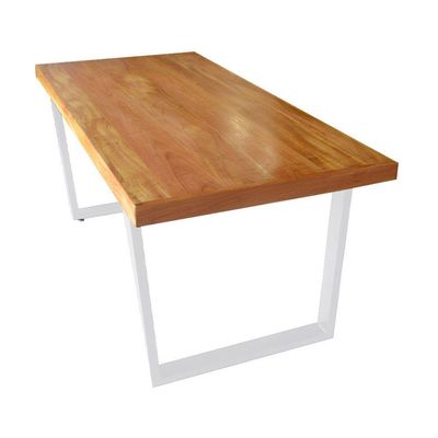 Mesa Industrial Lanna Madeira Maciça C- Ferragem Branca 2,20m Marrom
