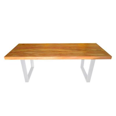 Mesa Industrial Lanna Madeira Maciça C- Ferragem Branca 2,20m Marrom