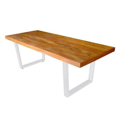 Mesa Industrial Lanna Madeira Maciça C- Ferragem Branca 2,20m Marrom