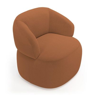 Kit Poltrona Giratória E Sofá Orgânico Living Glee 03 Lugares 170cm Bouclê Terracota - Desk Design