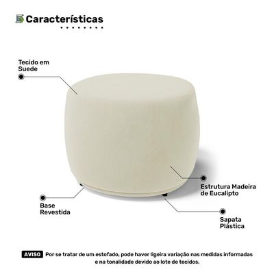 Conjunto 03 Puffs Decorativos Living Aisha Orgânico Suede Bege Claro - Desk Design