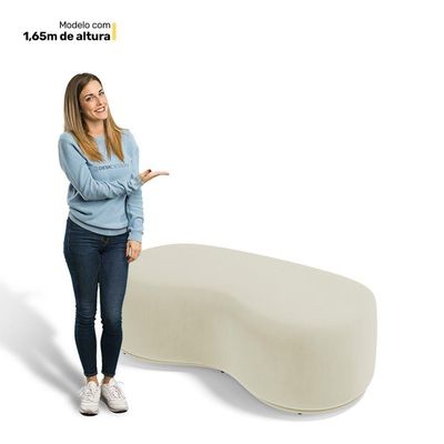 Conjunto 03 Puffs Decorativos Living Aisha Orgânico Suede Bege Claro - Desk Design