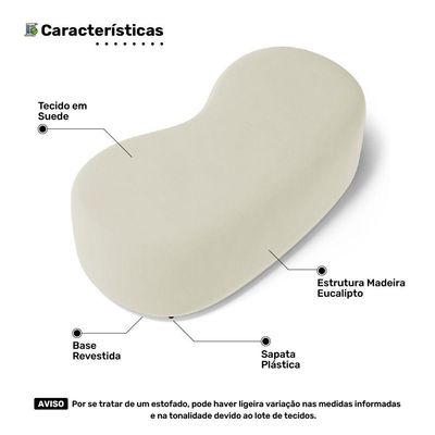 Conjunto 03 Puffs Decorativos Living Aisha Orgânico Suede Bege Claro - Desk Design