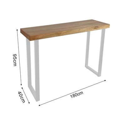 Aparador Hall De Entrada Industrial 180cm Em Madeira E Base Ferro Branco Branco