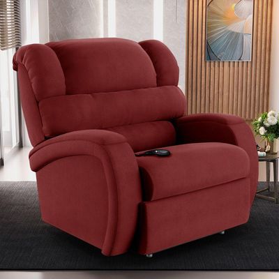 Poltrona Do Papai Sala De Cinema Reclinável Manchester Controle Elétrico Usb Veludo Vermelho