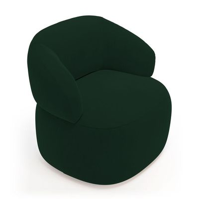Kit 02 Poltronas Giratória E 01 Sofá Orgânico Glee 03 Lugares 170cm Veludo Verde Escuro Desk Design