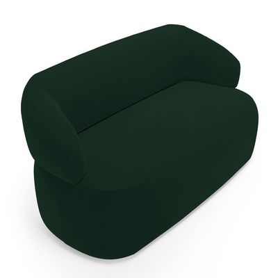 Kit 02 Poltronas Giratória E 01 Sofá Orgânico Glee 03 Lugares 170cm Veludo Verde Escuro Desk Design