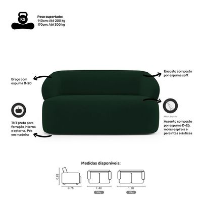 Kit 02 Poltronas Giratória E 01 Sofá Orgânico Glee 03 Lugares 170cm Veludo Verde Escuro Desk Design