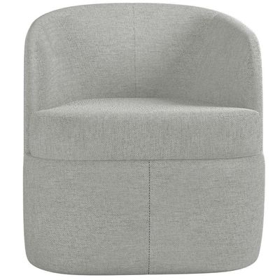 Poltrona Decorativa Giratória Para Sala De Estar Siena K01 Linho Cinza - Lyam Decor