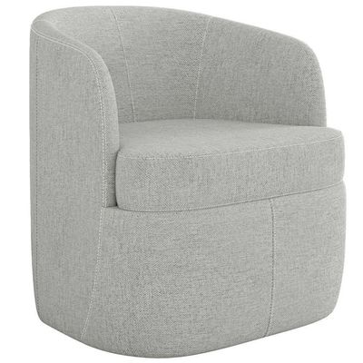Poltrona Decorativa Giratória Para Sala De Estar Siena K01 Linho Cinza - Lyam Decor