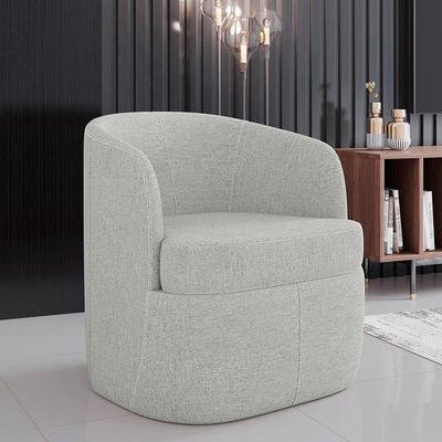 Poltrona Decorativa Giratória Para Sala De Estar Siena K01 Linho Cinza - Lyam Decor