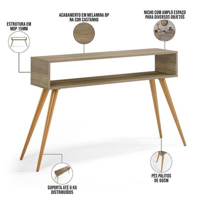Kit Aparador Com Mesa De Centro Mônaco Pés Palito L03 Castanho