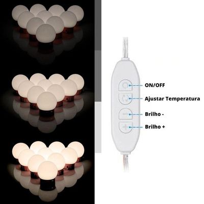 Luminária Led De Maquiagem Camarim Penteadeira 10 Lâmpadas