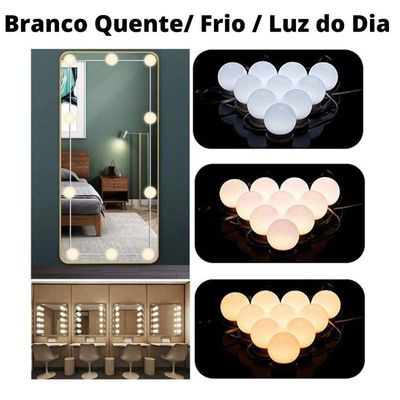 Luminária Led De Maquiagem Camarim Penteadeira 10 Lâmpadas